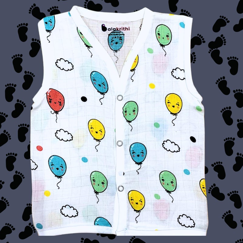 Balakrithi جبلة بالاكريثي من قطن موسلين العضوي | جبلة بيضاء | جبلة صيفية | جبلة قطن للمولود الجديد | عبوة متعددة الألوان من 6 قطع (3-6 أشهر) - Image 5