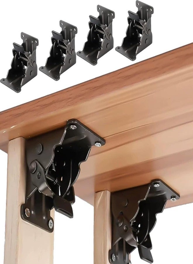 Cuzenal 90° Folding Table Leg Brackets - Heavy Duty Adjustable Self-Locking Furniture Hinges - Carbon Steel Support Hinge with Screws for Tables, Cabinets, Beds - Set of 4 - Image 1
