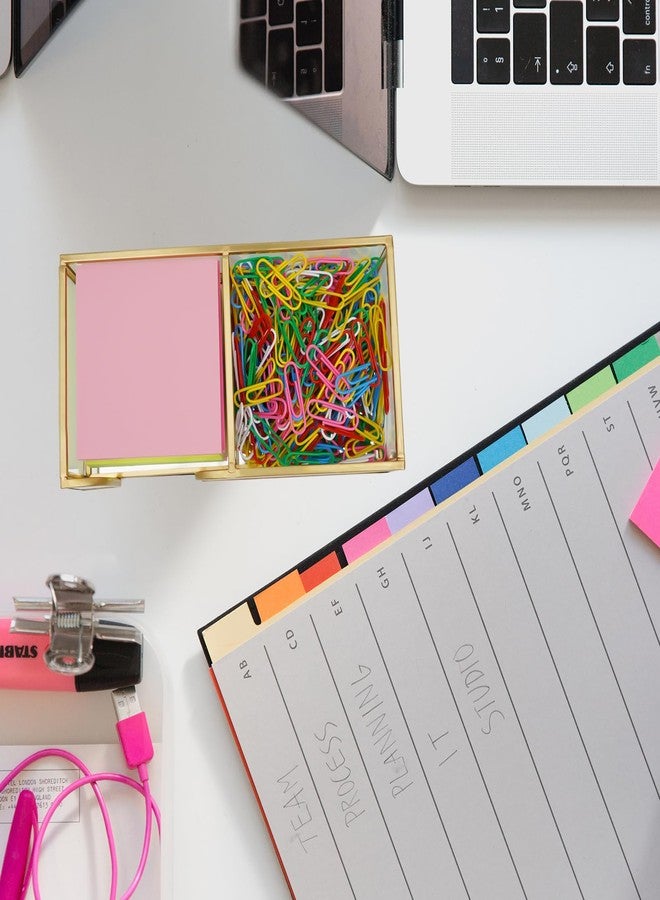 Shonmogar 3 x 3 Inch Sticky Note Holder Gold Glass Post It Note Dispenser, 2 Slot Sticky Note Dispenser, Stylish Post It Holder for Home Office Desk Decor - Image 3