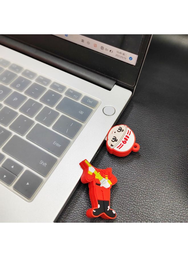 Cartoon Fire Extinguisher U Disk Creative Fire Protection Cute Gift USB Flash Drive Fire Key Chain Personality Soft Glue Doll U Disk-Color:Fire Extinguisher + Cylindrical Crystal Packaging-Capacity:USB2.0 8GB  - Image 4