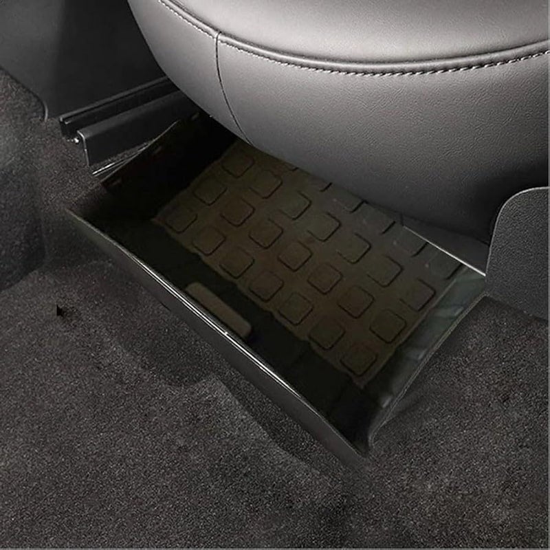 Tesla Model Y Under Seat Storage Box Black ABS Organizer Tray Slim Interior Organizer - Image 2