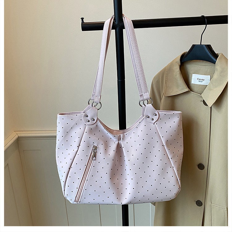 2026 New Korean Style Polka Dot Sweet Tote Bag, Large Capacity Shoulder Bag - Image 1