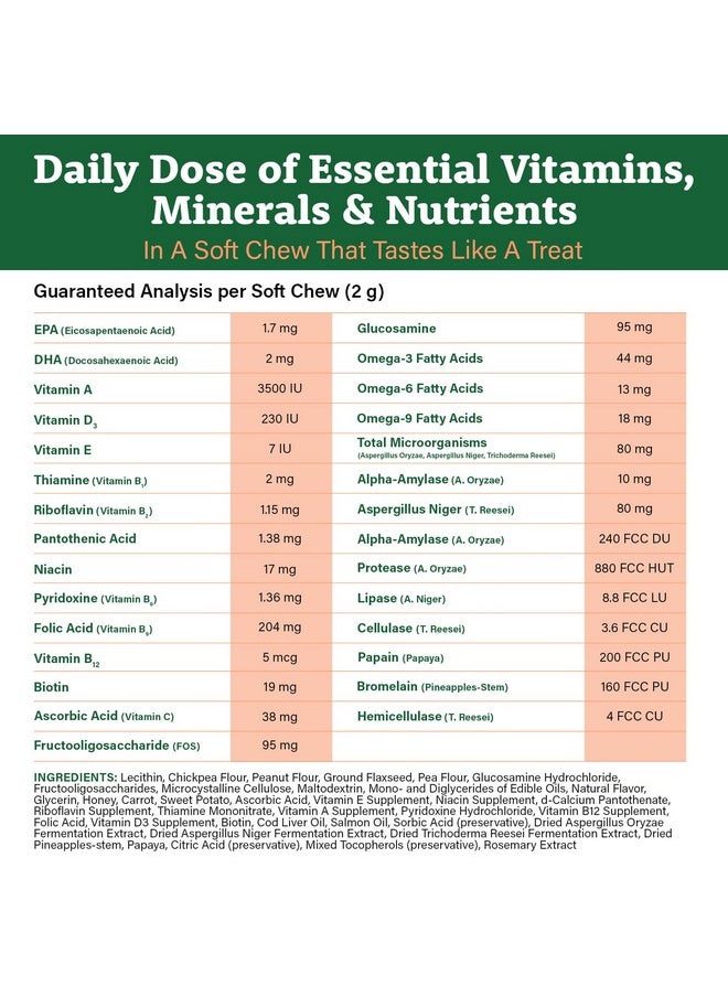 Doggie Dailies 5 In 1 Multivitamin For Dogs, 225 Soft Chews, Dog Multivitamin For Skin And Coat Health, Joint Health, Improved Digestion, Antioxidants, Support A Healthy Immune System  - Image 3