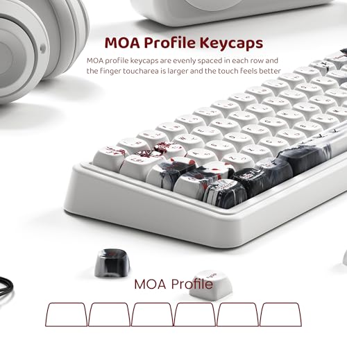 dagaladoo White Japanese PBT Keycap Set,Cherry Blossom MOA Profile Keycaps Full Set,Dye-Sub 134-key Custom Keyboard Key caps for 100% 75% 65% 60% TKL US Layout Mechanical Keyboard - Image 2
