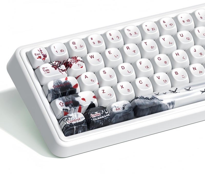 dagaladoo White Japanese PBT Keycap Set,Cherry Blossom MOA Profile Keycaps Full Set,Dye-Sub 134-key Custom Keyboard Key caps for 100% 75% 65% 60% TKL US Layout Mechanical Keyboard - Image 5
