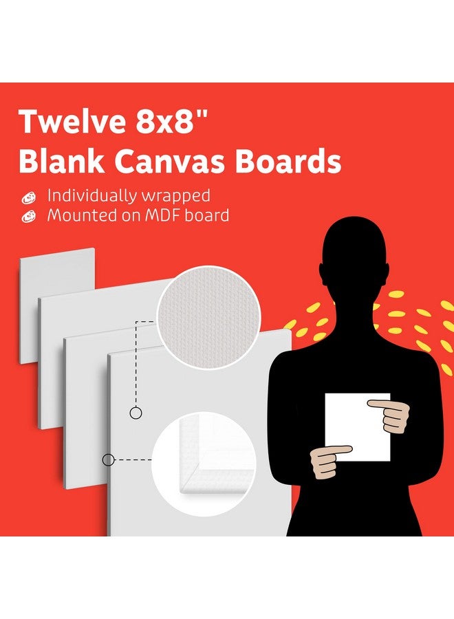 Artlicious Canvases For Painting Pack Of 12 8 X 8 Inch Blank White Canvas Boards 100% Cotton Art Panels For Oil Acrylic & Watercolor Paint - Image 3