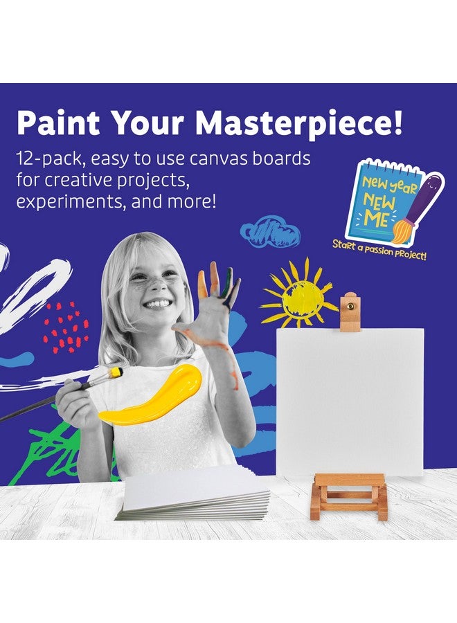 Artlicious Canvases For Painting Pack Of 12 8 X 8 Inch Blank White Canvas Boards 100% Cotton Art Panels For Oil Acrylic & Watercolor Paint - Image 2