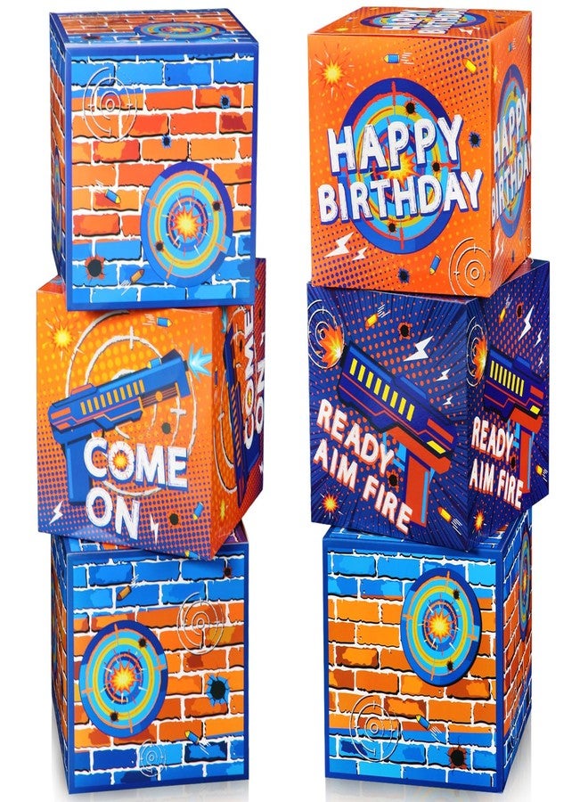 MotiMind 6 Pack Dart Battle Birthday Boxes 12 Inch Backdrop Birthday Party Decoration Dart Theme Party Photo Background - Image 1