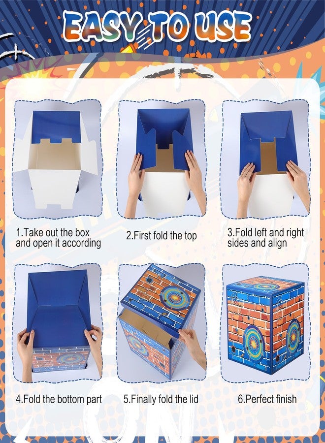 MotiMind 6 Pack Dart Battle Birthday Boxes 12 Inch Backdrop Birthday Party Decoration Dart Theme Party Photo Background - Image 5