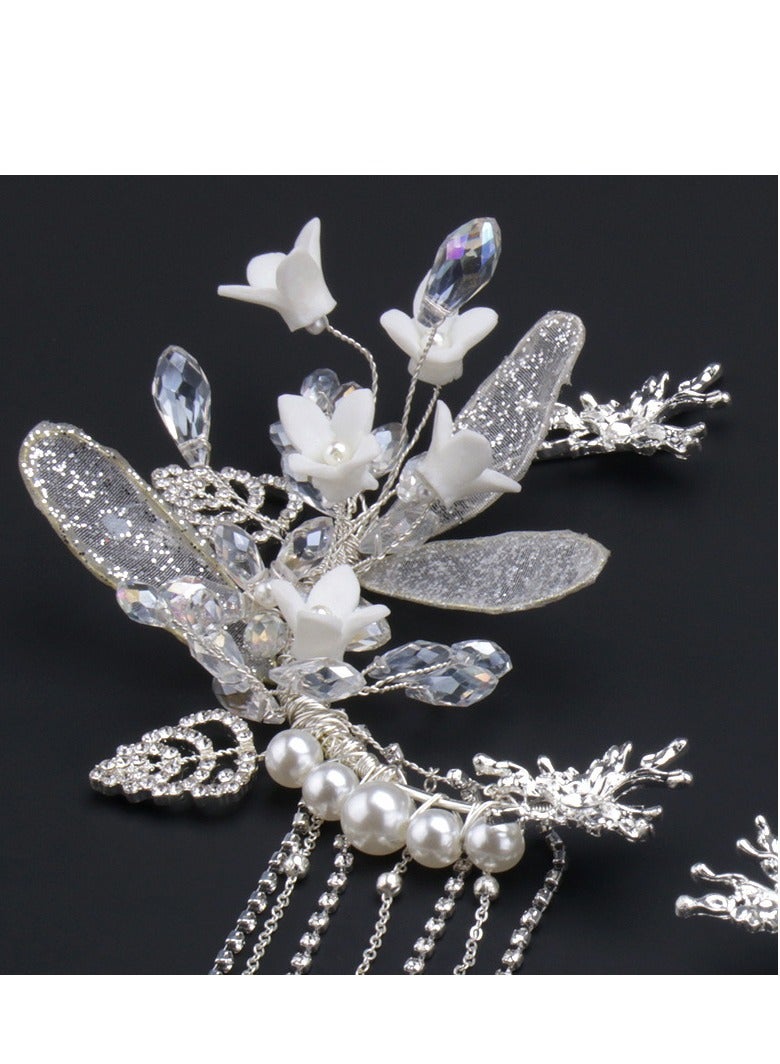Tassel Ear Hanging Handmade Bridal Hair Accessories Korean Wedding Dress Accessories - Image 2