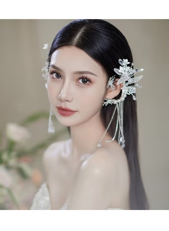Tassel Ear Hanging Handmade Bridal Hair Accessories Korean Wedding Dress Accessories - Image 4