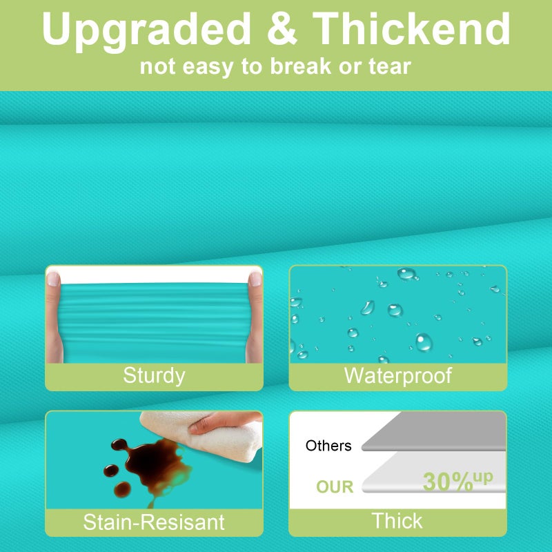 QIKSION Teal Plastic Table Cloth Disposable 2 Pack, 54 x 108 Inch Tablecloths for Easter Party, Summer, Turquoise Rectangle Table Cover - Image 3