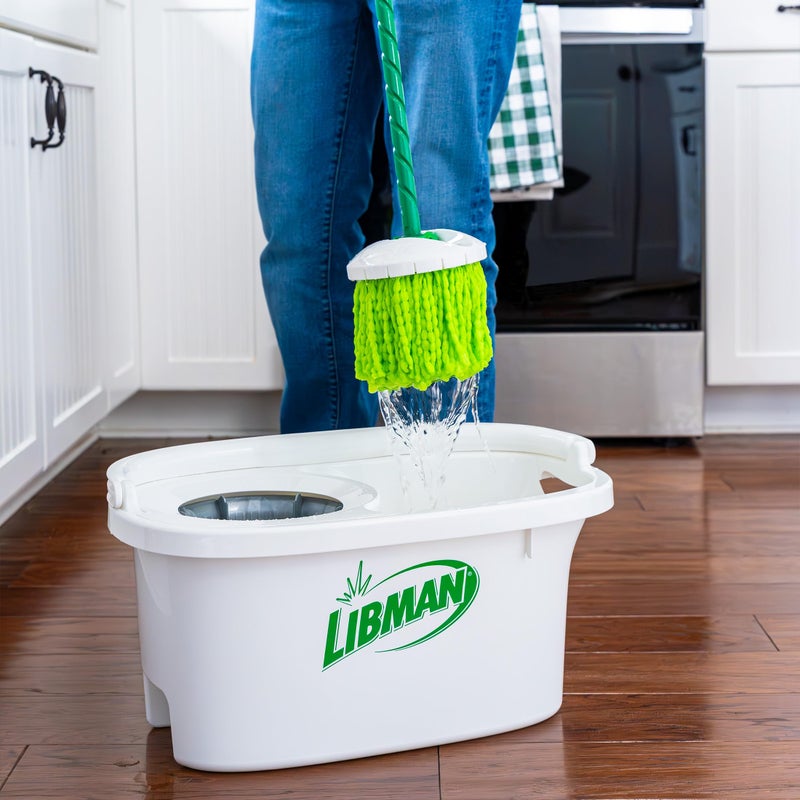 Libman Commercial Libman Lightning Spin Mop System Plus 3 Refill Head | Mop and Bucket with Wringer Set | Floor Mop | Spin Mop | Libman Mop | Mops for Floor Cleaning | Hardwood Floor Mop | 4 Total Mop Heads Included - Image 3