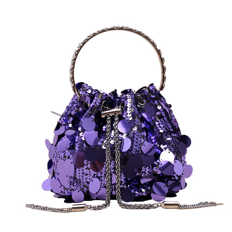 2023 New High-Grade Bag Women'S Bag Metal Tassel Sequined Evening Bag Portable Crossbody Bucket Lipstick Bag - Image 1