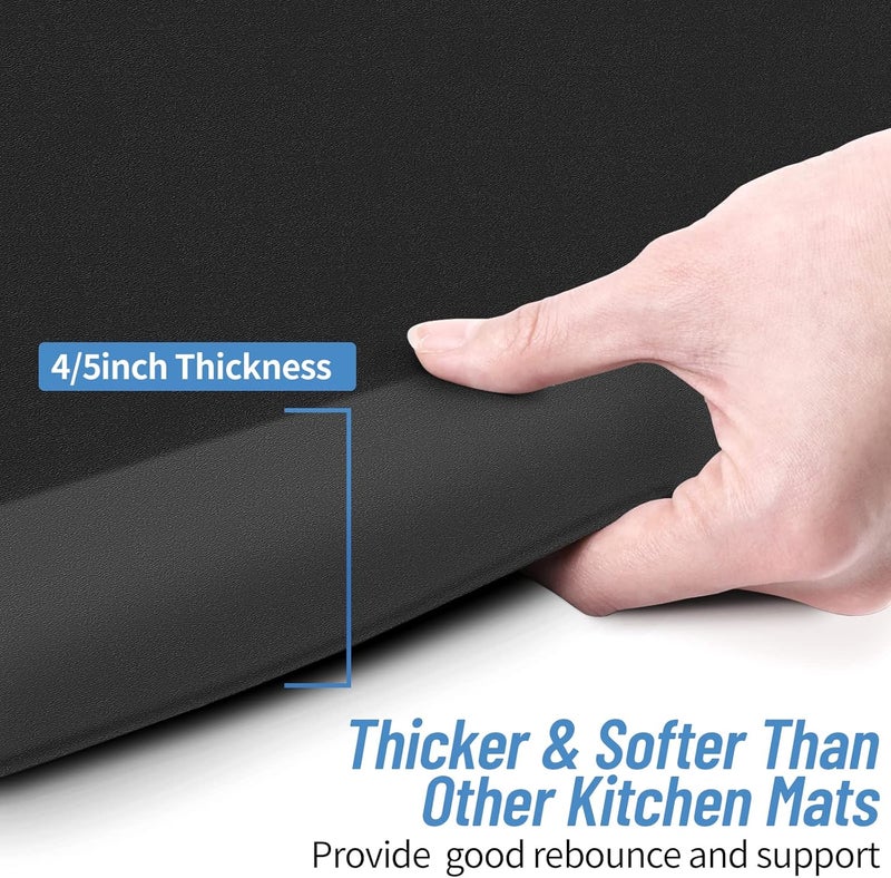 StepLively 4/5 Inch Thick Kitchen Mat - Cushioned Anti Fatigue Mats for Kitchen Floor - Easy to Clean, Waterproof, Non-Slip Kitchen Rug for Sink, Office, Kitchen (20''x39'' Black) - Image 2