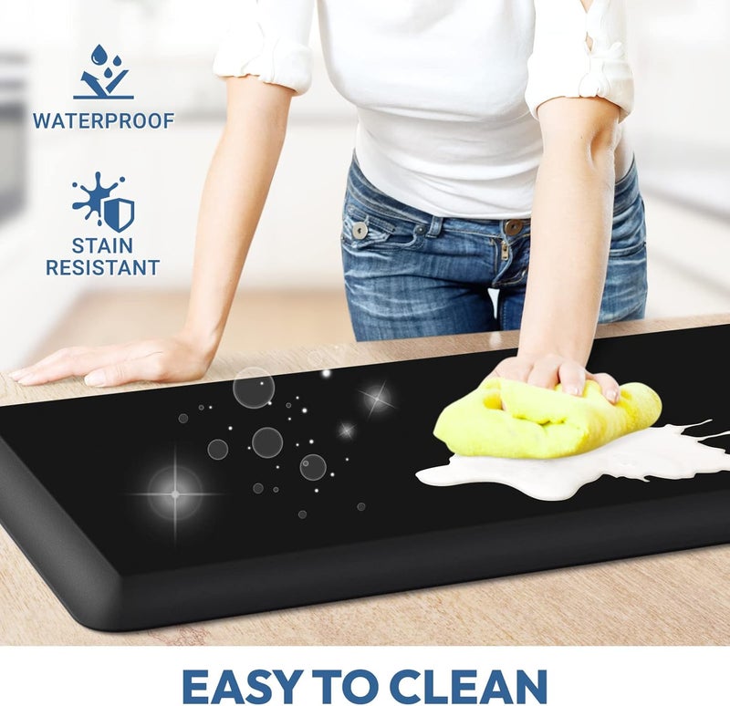 StepLively 4/5 Inch Thick Kitchen Mat - Cushioned Anti Fatigue Mats for Kitchen Floor - Easy to Clean, Waterproof, Non-Slip Kitchen Rug for Sink, Office, Kitchen (20''x39'' Black) - Image 3
