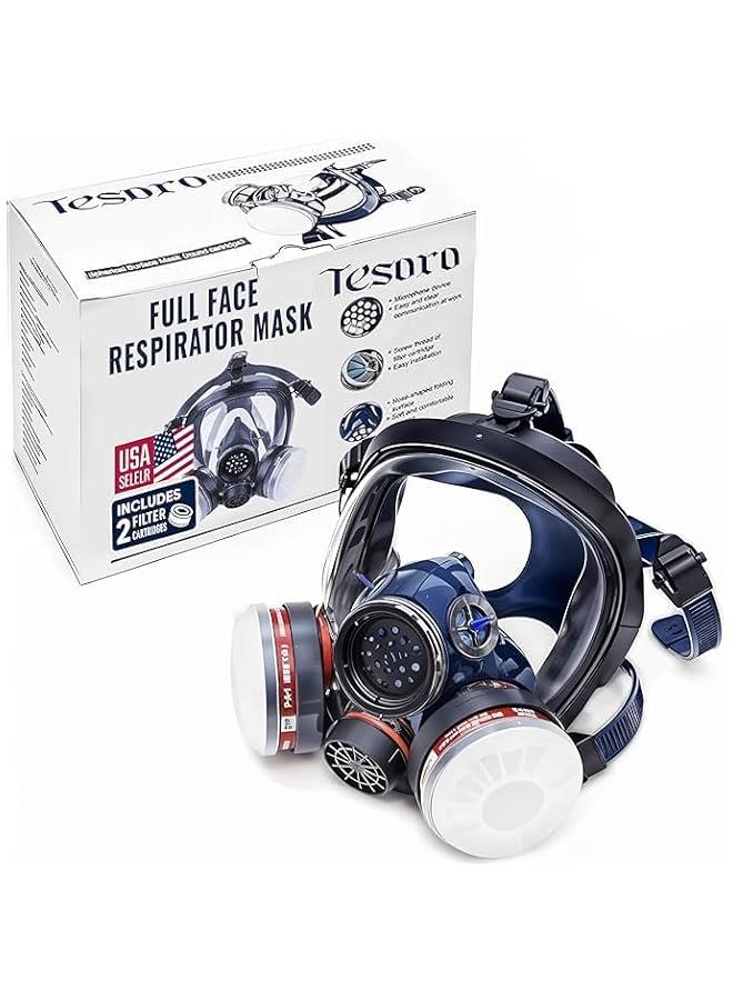 Arabest Full Face Organic Vapor Respirator - Protective Eye & Nose Shield with Anti-Fog Heavy Duty Lens & Adjustable - Chemical, & Particulate Respirator. Includes 2 Filter Cartridges - Industrial Grade  - Image 2