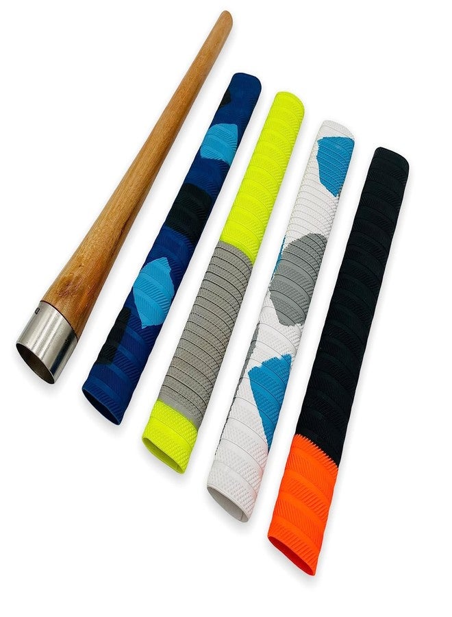 Kiraro 4 Premium Multi Cricket Bat Rubber Grips Set with 1 Wooden Cricket Bat Cone (Multi) - Pack of 5 - Image 1
