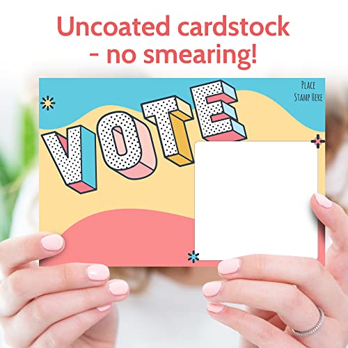 T MARIE 100 Bulk Voter Postcards 4x6” - Fun Colorful Vote Design With Blank Backside of Card to Write a Longer Message to Voters - Uncoated Cardstock for No Smearing - Image 4