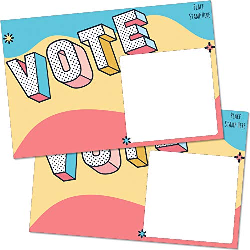 T MARIE 100 Bulk Voter Postcards 4x6” - Fun Colorful Vote Design With Blank Backside of Card to Write a Longer Message to Voters - Uncoated Cardstock for No Smearing - Image 1