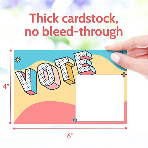 T MARIE 100 Bulk Voter Postcards 4x6” - Fun Colorful Vote Design With Blank Backside of Card to Write a Longer Message to Voters - Uncoated Cardstock for No Smearing - Image 2