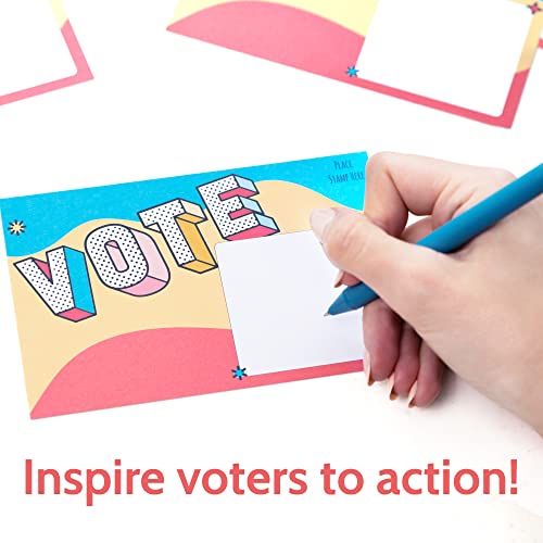 T MARIE 100 Bulk Voter Postcards 4x6” - Fun Colorful Vote Design With Blank Backside of Card to Write a Longer Message to Voters - Uncoated Cardstock for No Smearing - Image 5