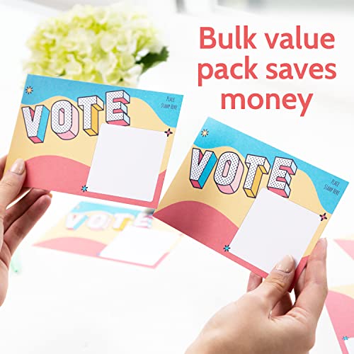 T MARIE 100 Bulk Voter Postcards 4x6” - Fun Colorful Vote Design With Blank Backside of Card to Write a Longer Message to Voters - Uncoated Cardstock for No Smearing - Image 3