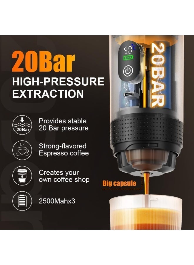 Bukela Cordless Coffee Machine for Car Home Travel 3 in 1 Electric Coffee Maker Work With Capsule and Ground Coffee 15Bar Mini Cold Brew and Heating Coffee Maker with 150ml Cup - Image 5
