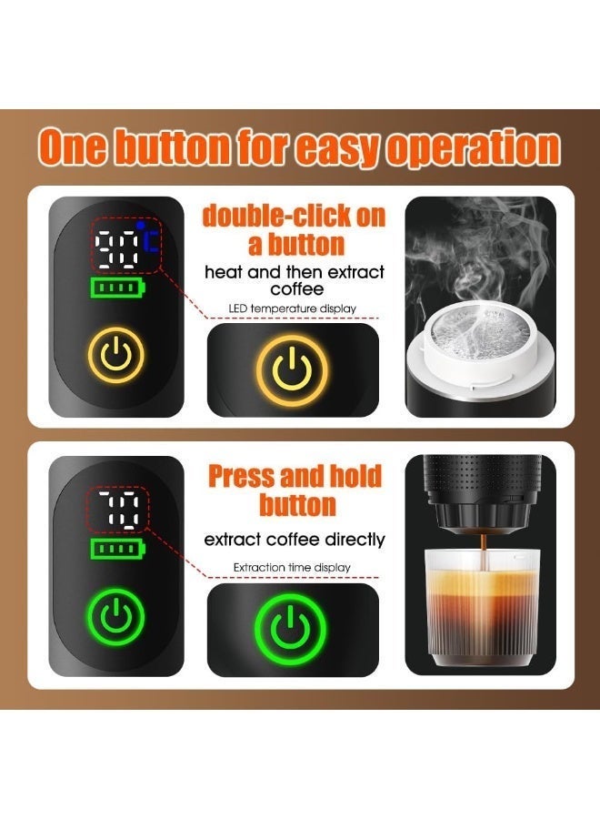 Bukela Cordless Coffee Machine for Car Home Travel 3 in 1 Electric Coffee Maker Work With Capsule and Ground Coffee 15Bar Mini Cold Brew and Heating Coffee Maker with 150ml Cup - Image 4