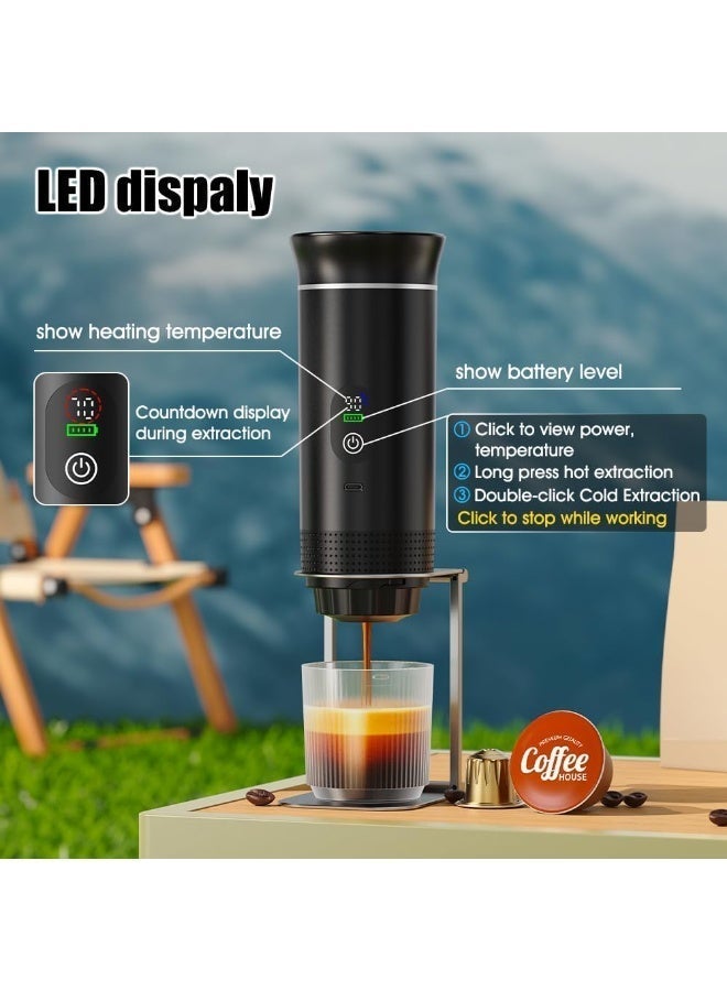 Bukela Cordless Coffee Machine for Car Home Travel 3 in 1 Electric Coffee Maker Work With Capsule and Ground Coffee 15Bar Mini Cold Brew and Heating Coffee Maker with 150ml Cup - Image 3