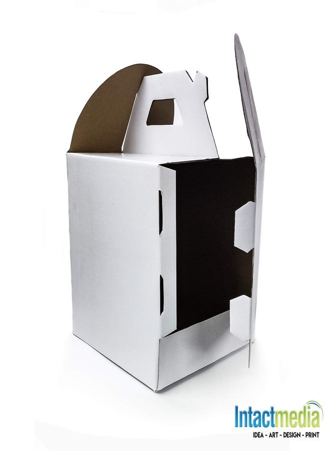 Intactmedia Plain White Corrugated Handle Cake Box - Sturdy 3-Ply Protective Packaging for Cakes, Pastries, and Brownies with Built-in Handle (Pack of 10) - Image 2