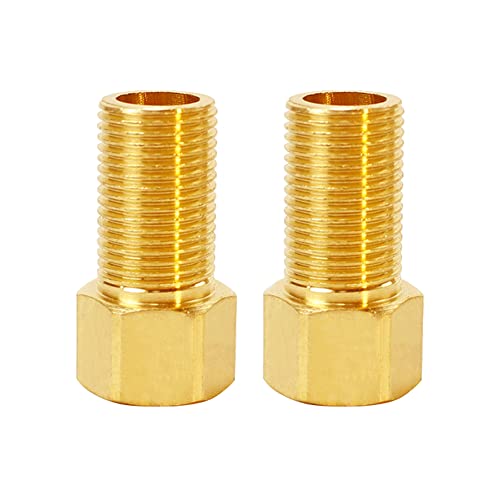 Hooshing 2PCS Brass Pipe Fitting 1/2" Female to 1/2" Male Straight Thread Pipe Extension Connector Length 1.97 Inch/50mm - Image 1