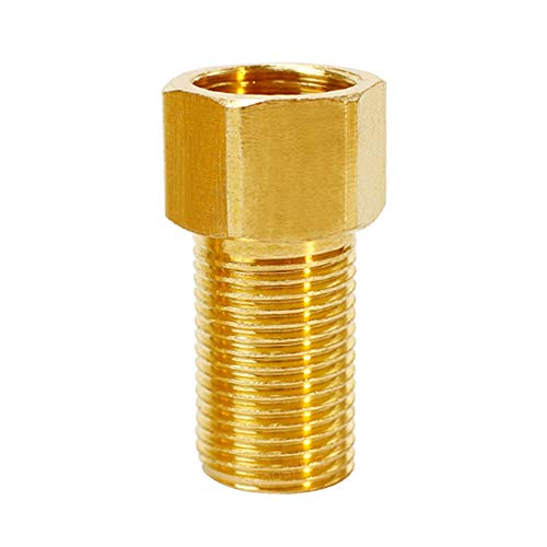 Hooshing 2PCS Brass Pipe Fitting 1/2" Female to 1/2" Male Straight Thread Pipe Extension Connector Length 1.97 Inch/50mm - Image 3
