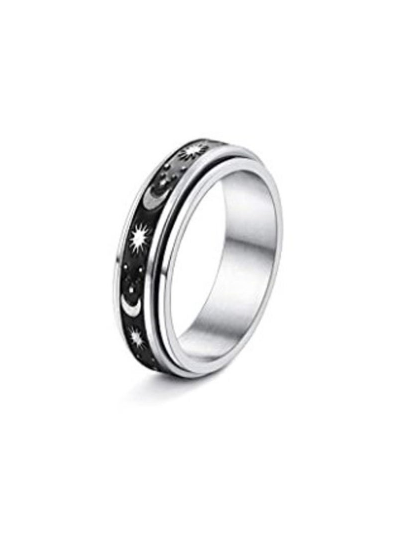 SCACTO Stainless Steel Rotatable Spinner Ring Moon Stars Relieve Anxiety Rings 