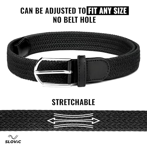 SLOVIC Stretchable Nylon Men Belts | Braided Design Belts for Men | Multi-Hole Adjustable Belt | Ideal for Jeans, Trousers & Chinos | Stylish Gift for Mens | Black - Image 5