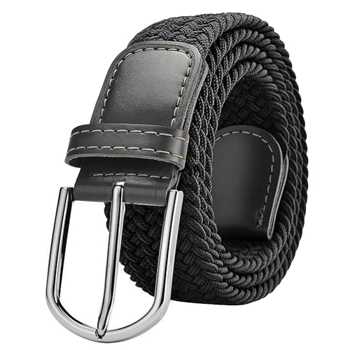 SLOVIC Stretchable Nylon Men Belts | Braided Design Belts for Men | Multi-Hole Adjustable Belt | Ideal for Jeans, Trousers & Chinos | Stylish Gift for Mens | Black - Image 1