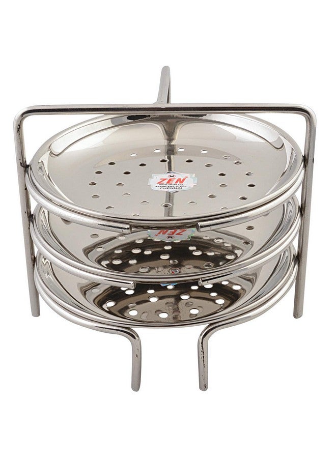 Jain Stainless Steel Idiyappam Stand (Small Size) with 3 Plates | Momos Steamer | Vegetable Steamer Utensil, Pack of 1 - Silver Color - Image 1