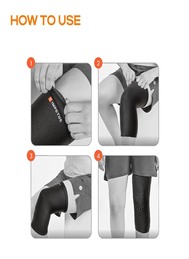 IMPETUS Knee Caps for Men & Women, Compression Knee Support for Pain Relief, Sports, Gym, Daily use, Running & Workout Knee Sleeves | Knee Guard- Black, Medium (Pair) - Image 4