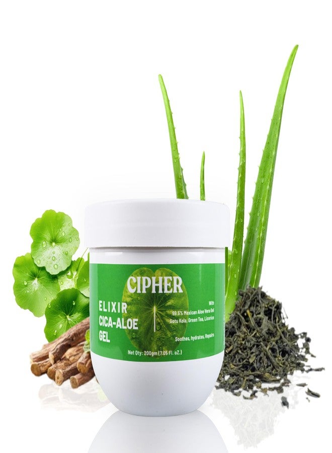 CIPHER Elixir Cica-Aloe Gel - Pure Aloe Vera Hair Gel for Scalp | Nourishes and Hydrates Hair | 2X Shiner, Smoother HairGel | Pre-Wash HairCream for Women & Men- 200ml - Image 1