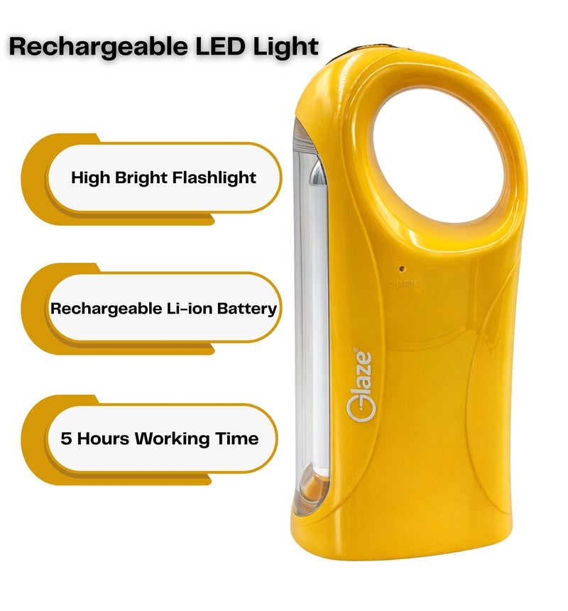 جليز فانوس إضاءة طوارئ LED قابل لإعادة الشحن – مصباح تخييم محمول مزوّد بأنبوبين SMD، شحن سريع عبر USB Type-C، وبطارية تدوم لفترة طويلة للاستخدام في انقطاع الكهرباء بالمنزل والتخييم الخارجي - Image 2