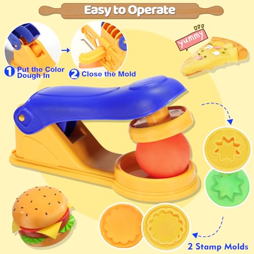 Crelloci Play Color Dough Tools Set Deluxe 41PCS Kitchen Creations Accessories Kit with 12 Cans Dough Stamper Cookbook Food Mold Roller Cutter Extruder Gift for Kids Boys Girls Ages 3 - Image 5