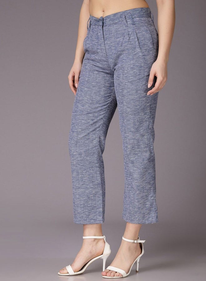 Freehand Women Navy Regular Fit Melange Pants - Image 2