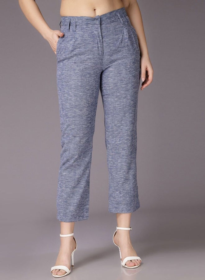 Freehand Women Navy Regular Fit Melange Pants - Image 1