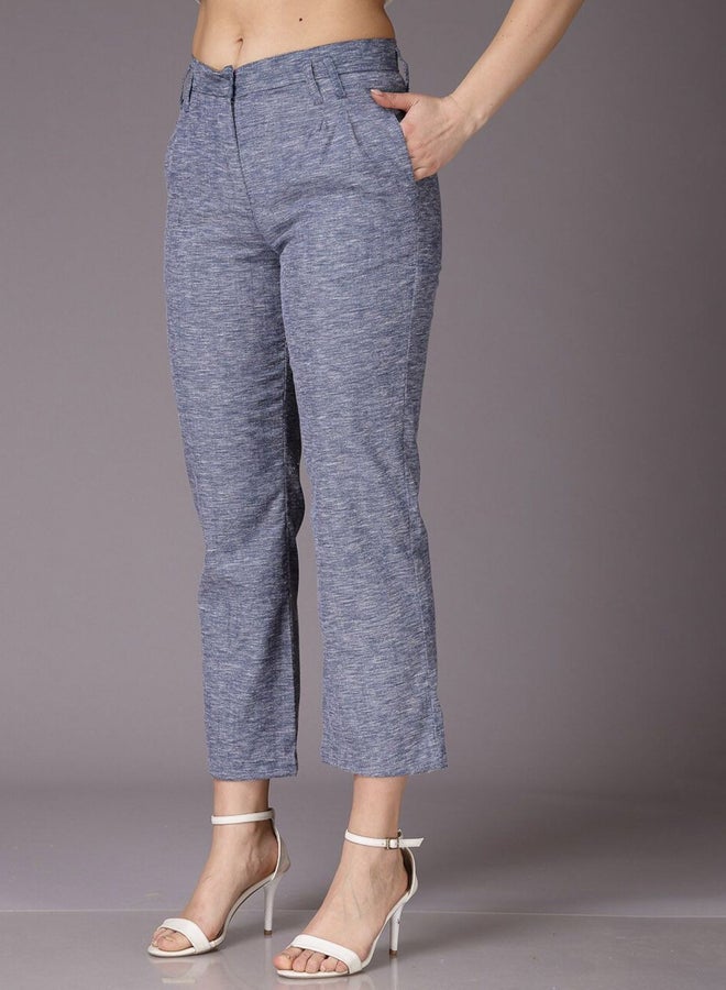 Freehand Women Navy Regular Fit Melange Pants - Image 5