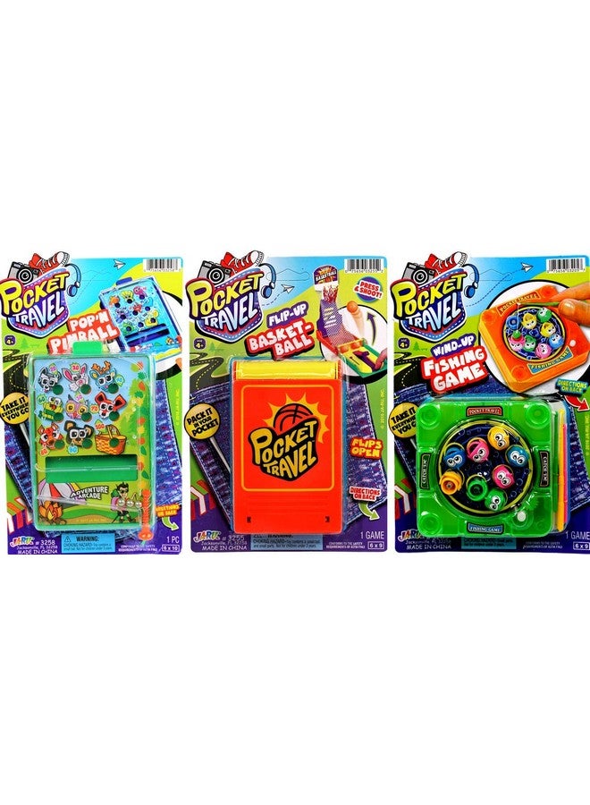 Ja-Ru JA-RU Pocket Retro Mini Handheld Games (3 Toys Bundle) Mini Basketball, Hand Pinball Game, & Magnetic Fishing Toy. Classic Party Favors for Kids. 3255-3258-3205p - Image 1
