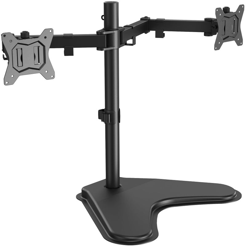 ErGear Freestanding Dual Monitor Stand for 2 Screens up to 32 inch, Heavy Duty Monitor Mount Holds Max 17.6 lbs per Arm, Height Adjustable Gaming Monitor Stand for Desk, VESA 75x75/ 100x100mm, Black - Image 1
