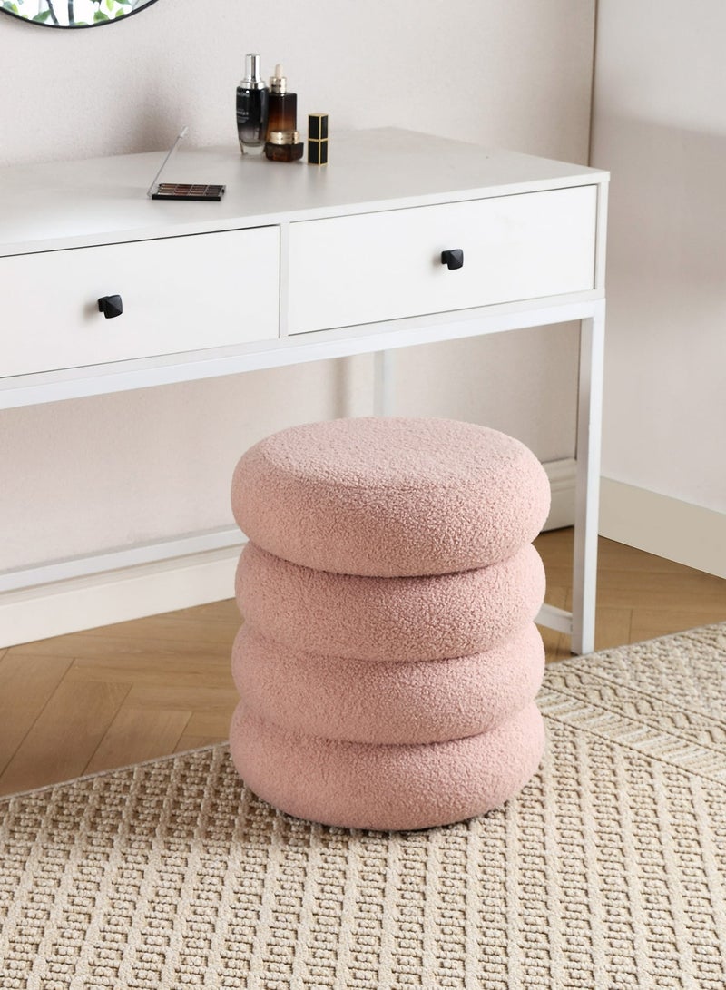 تايمي مقعد زينة من قماش البوكلية – كرسي تسريحة لغرفة النوم وغرفة الملابس، كرسي مكياج لطاولة الزينة مقاس 40×33سم - وردي - Image 3