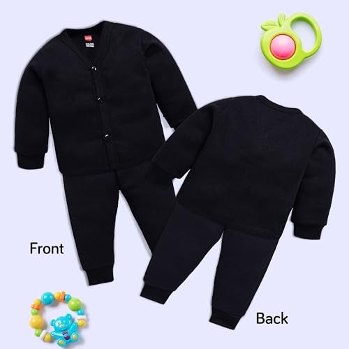 Luv Lap LuvLap Boys & Girls Full Sleeve Thermal Front Open Top & Pyjama Sets Pack Of 2, Black, L (6 to 12 Months) - Image 2