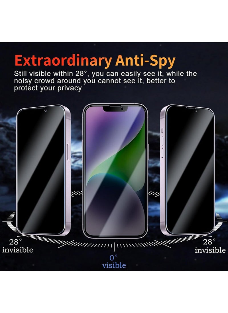 SNBFA 3 PCS iPhone 14 Privacy Screen Protector，28°Privacy Protector Support Fingerprint Unlock ,9H Tempered Glass Film Easy Installation Anti-Scratch Film  - Image 3