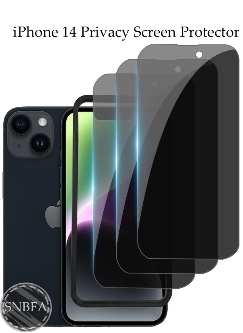 SNBFA 3 PCS iPhone 14 Privacy Screen Protector，28°Privacy Protector Support Fingerprint Unlock ,9H Tempered Glass Film Easy Installation Anti-Scratch Film  - Image 1